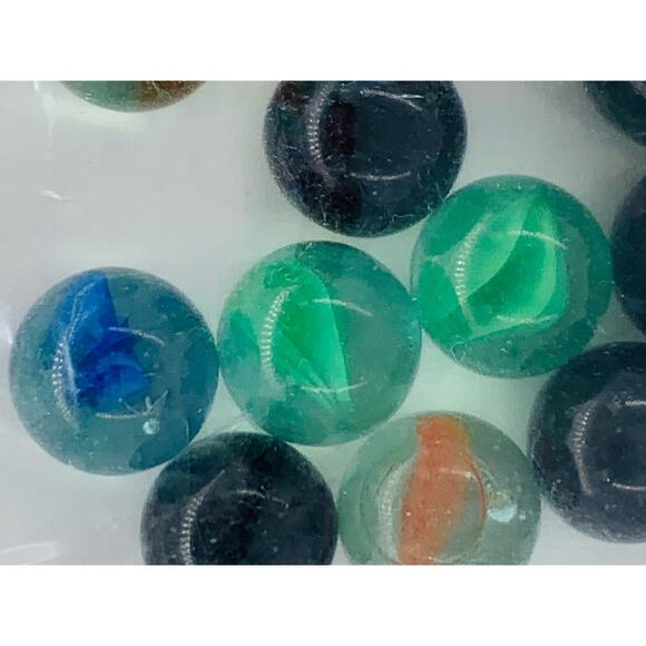 Marbles Lot Vintage Glass White Black Ribbon Clear Green Yellow Blue Red Lot 50 - Picture 2 of 6